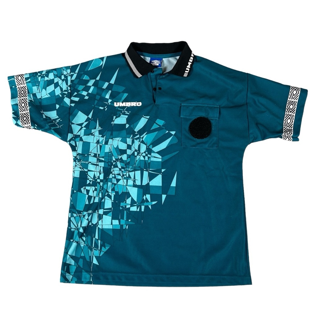 Vintage Umbro Men’s MLS Soccer Referee Jersey Teal Short-Sleeve Medium